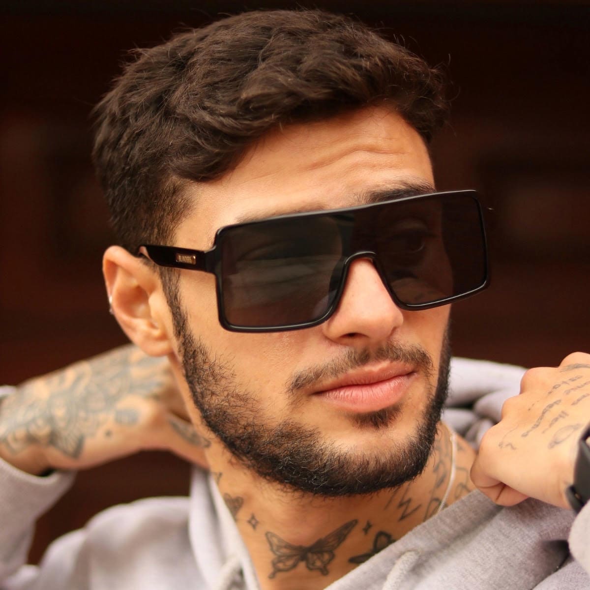 Lentes de sol rectangulares grandes negros Black Campers - Blinders Online Store