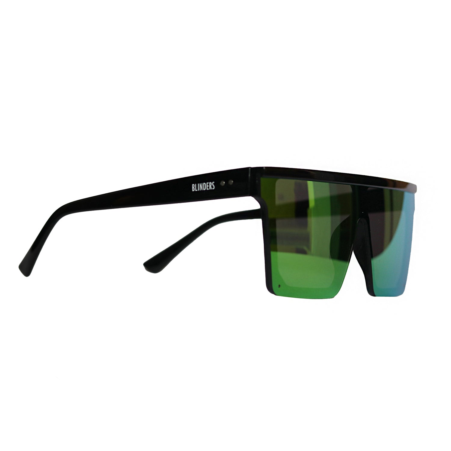 Lentes de sol cuadrados unisex verdes tornasolados Rainbow Nuke │ Blinders Online Store