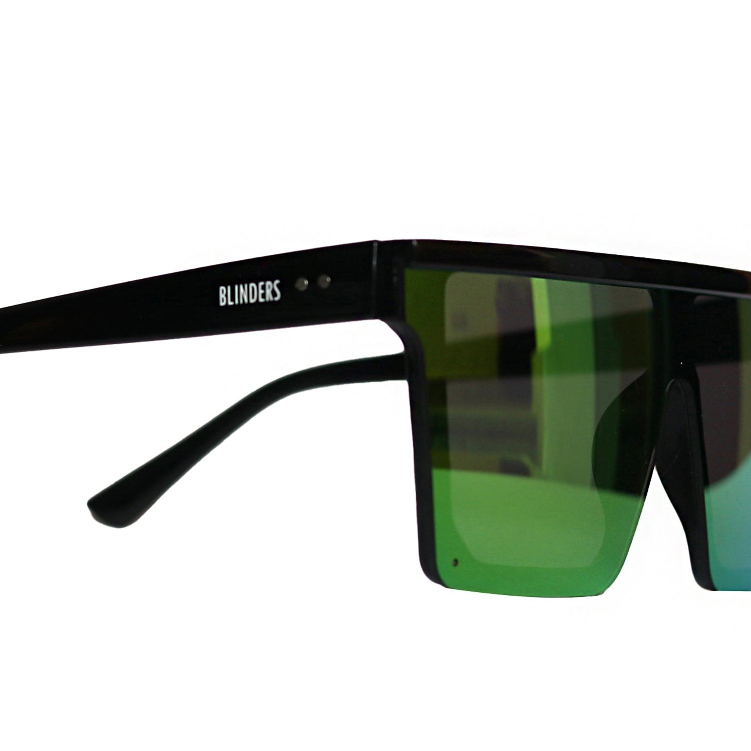 Lentes de sol cuadrados unisex verdes tornasolados Rainbow Nuke │ Blinders Online Store