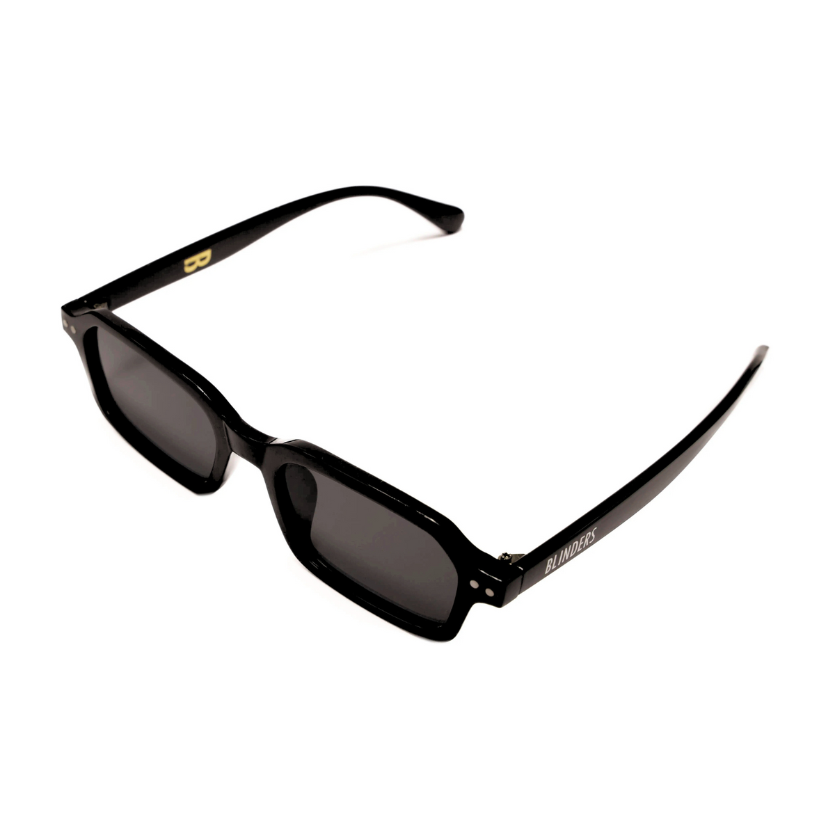 Lentes de sol Blinders Black Ravello con marco rectangular negro y lentes negros, estilo unisex UV400 - Blinders Online Store