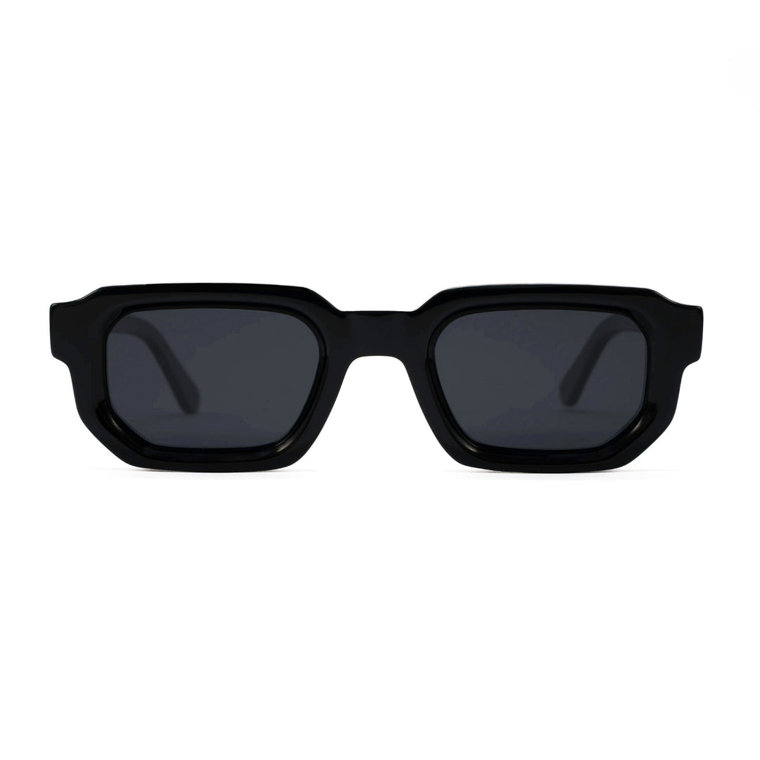 Lentes de sol Blinders modelo Black Chris con marco negro rectangular y lentes negros, estilo urbano unisex, protección UV400.