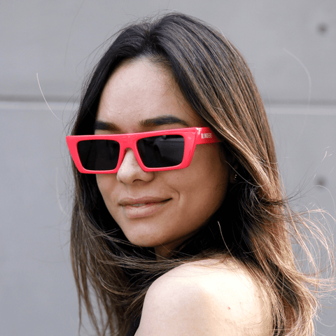 Lentes de sol rectangulares unisex rosado Coral Ibiza │ Blinders Online Store
