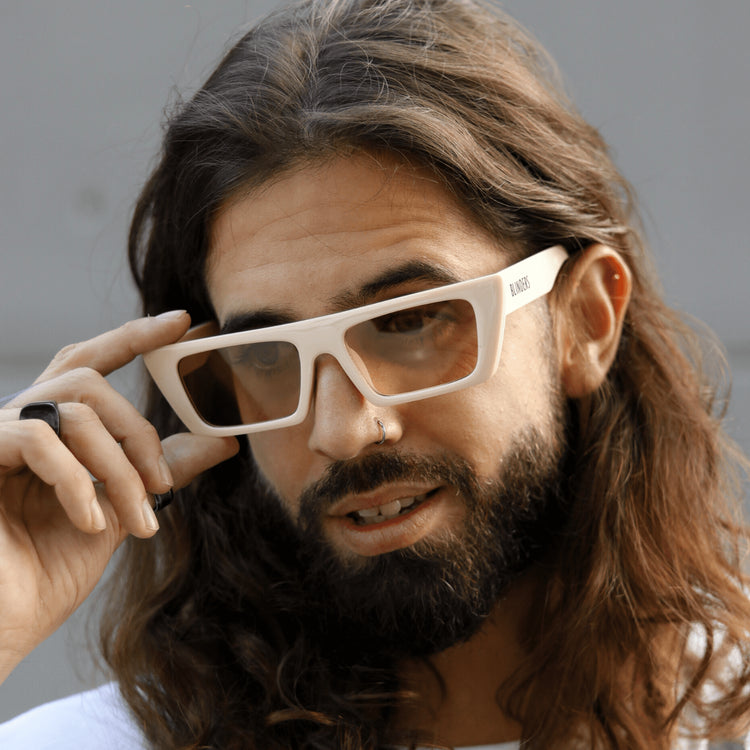 Lentes de sol rectangulares unisex blanco Bone Ibiza │ Blinders Online Store