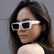 Lentes de sol rectangulares unisex blanco white Ibiza │ Blinders Online Store