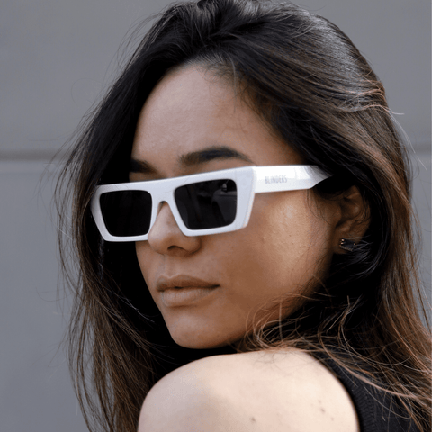 Lentes de sol rectangulares unisex blanco white Ibiza │ Blinders Online Store