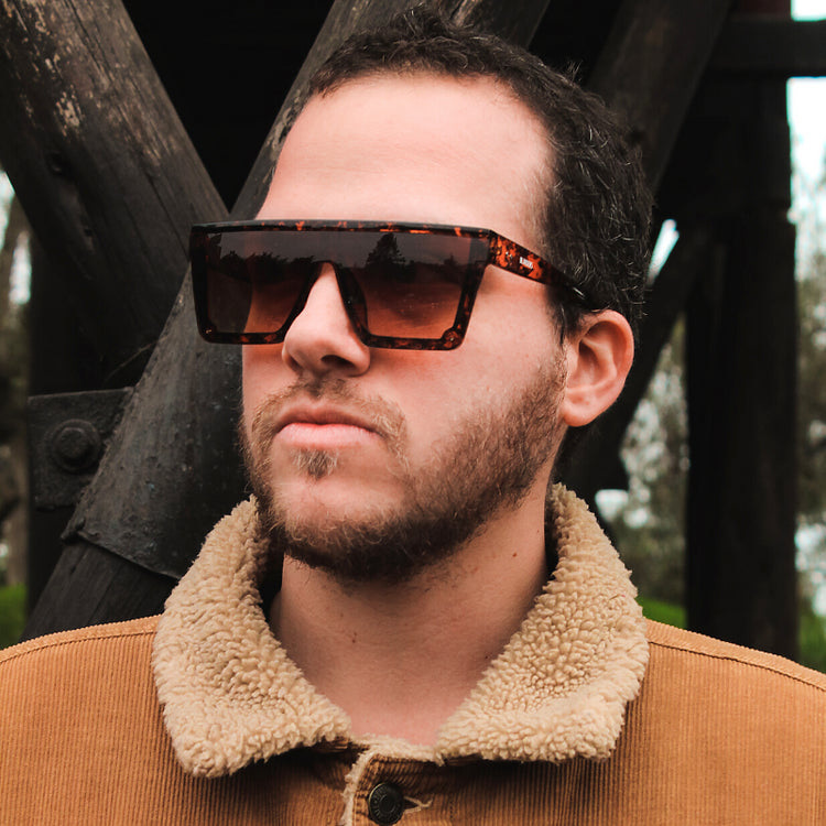 Lentes de sol marrones cuadrados grandes Carey Nuke hombre – Blinders Online Store