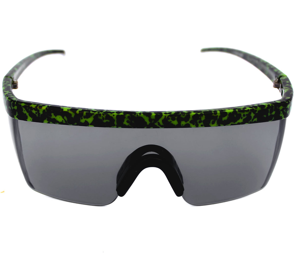Lentes de sol tipo visera Crock Pantone con montura camuflada verde y negra y luna oscura, vista frontal