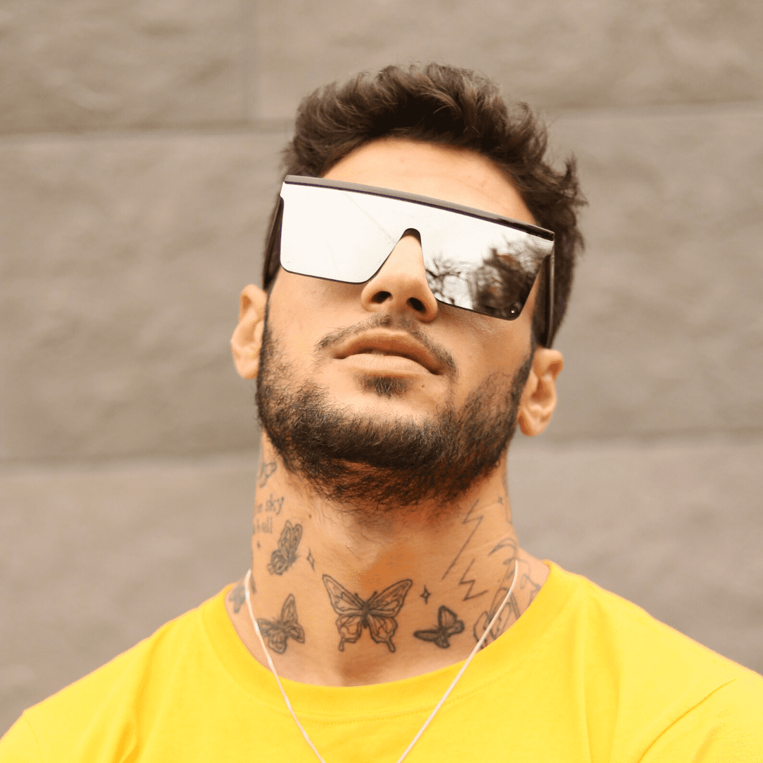 Lentes de sol cuadrados plateados reflectivos grandes Space Nuke - Blinders Online Store