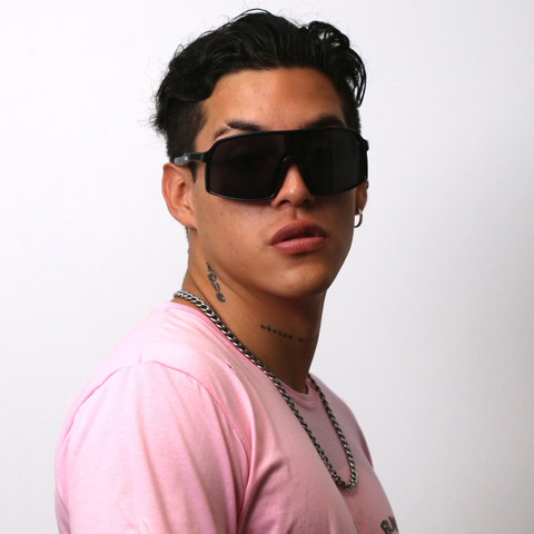 Lentes de sol rectangulares grandes unisex negros Black Cyclone hombre - Blinders Online Store