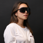Lentes de sol rectangulares grandes unisex negros Black Cyclone mujer - Blinders Online Store