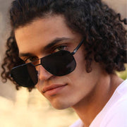 Lentes de sol redondos clásicos grandes negros Black London hombre - Blinders Online Store