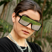Lentes de sol rectangulares grandes unisex plateados reflectivos Silver Campers mujer - Blinders Online Store