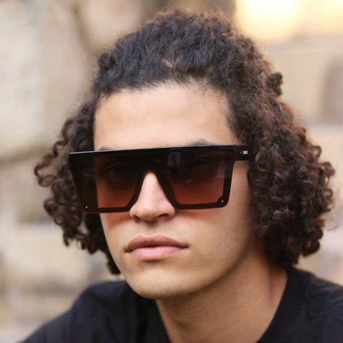 Lentes de sol marrones oscuros cuadrados grandes Dark Wine Nuke hombre – Blinders Online Store