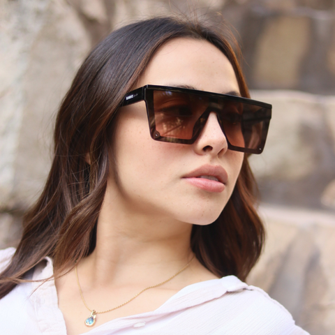 Lentes de sol marrones oscuros cuadrados grandes Dark Wine Nuke mujer – Blinders Online Store