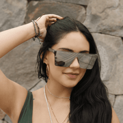 Lentes de sol cuadrados plateados reflectivos grandes Glass Nuke - Blinders Online Store
