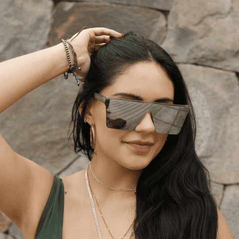 Lentes de sol cuadrados plateados reflectivos grandes Glass Nuke - Blinders Online Store