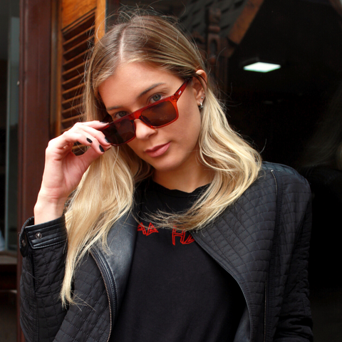 Lentes de sol rectangulares naranjas y lentes negros Orange Warhol mujer - Blinders Online Store