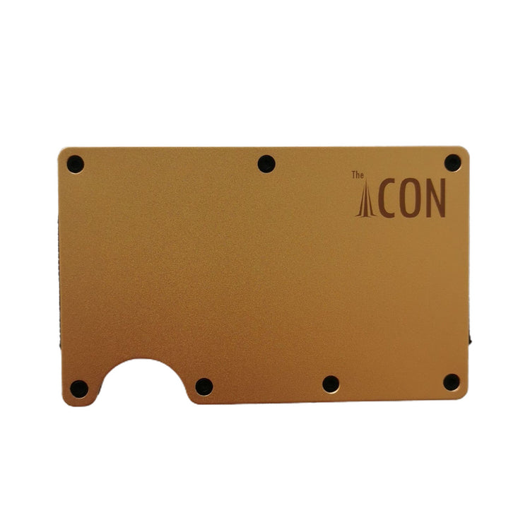 Billetera metálica dorada Golden Aluminum RFID The Icon